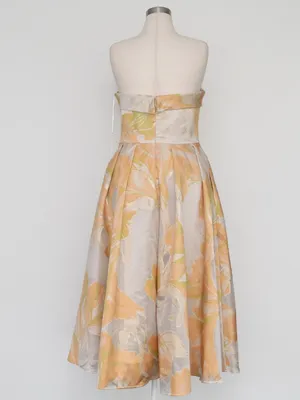 Mac Duggal - Peach‎ Multi Floral Brocade Strapless Midi Dress thumbnail 3