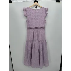 Miami Womens Lavender Purple Maxi Dress Size L‎ NWT Button Down Eyelet Coquette thumbnail 2