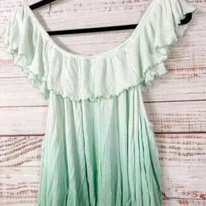Free People Cora Lee Green and White Off the Shoulder Ombré Top, EUC, Medium thumbnail 12