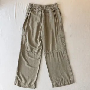 MNG Mango Cargo Pants Woman 6 Beige Wide Leg Lightweight Utility Casual Trousers thumbnail 2