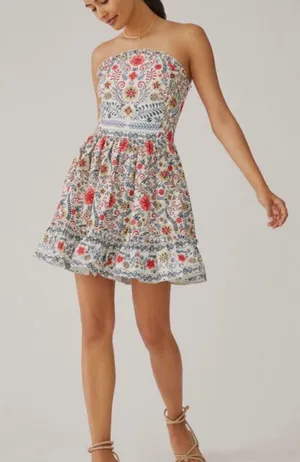 NWT Anthropologie Forever that Girl Rubble Tube Mini Dress Size XL Ivory Multi thumbnail 1