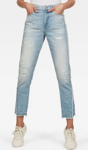 G Star Raw 3301 Jeans Size 28 Blue High Waist‎ Frayed Straight Crop Alternative thumbnail 1