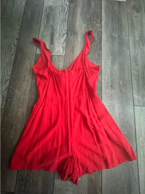 NWT red front tie romper thumbnail 2