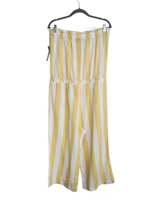 Soho by New York & Company Yellow Stripe Strapless Jumpsuit Size Large NWT thumbnail 2