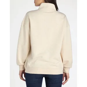 Time and Tru Womens Sweatshirt Size S Oatmeal Heather Mock Neck Henley Pullover thumbnail 2
