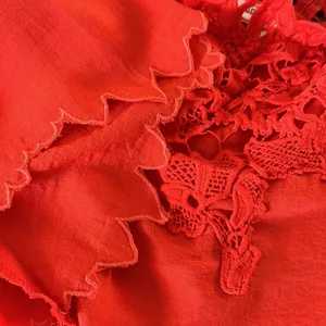 Umgee Red Orange Lace Appliqué Off Shoulder Top Sleeve Detail Womens Small thumbnail 12
