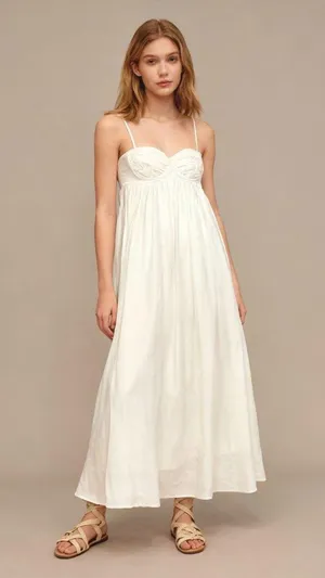 NWOT Farm Rio Linen Blend White Sleeveless Maxi Dress Size M thumbnail 1