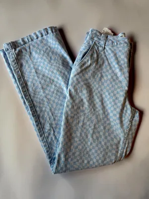 Hollister California High-Rise Utility Dad Pants - Blue Checkered thumbnail 3