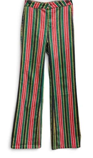 RARE Free People Seneca Printed Striped Straight Leg Jeans 70s Boho‎ 26 thumbnail 1