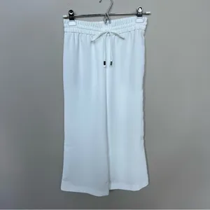 Alice + Olivia White Benny Crepe Cropped Drawstring Pants Size 0 thumbnail 4