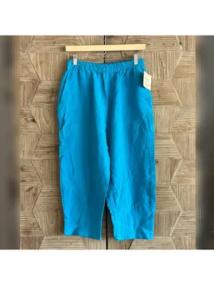 B'Gauze Women's Blue 100% Cotton Baggy Crop Pants L/XL Boho High Waist Casual thumbnail 2