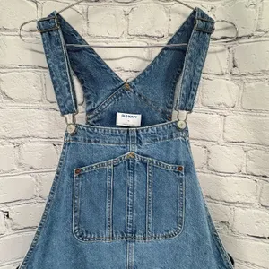 Old Navy Overall Shorts Women's XL Blue Denim Shortalls Cuffed Classic thumbnail 3
