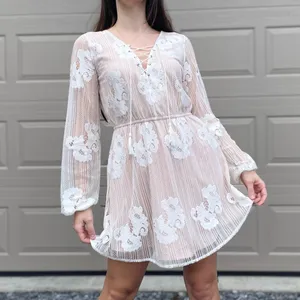 Lovers + Friends White Lace Sheer Illusion Bridal Mini Dress Medium thumbnail 6