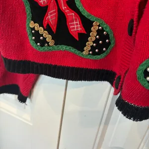 Samantha Taylor Red Christmas Stocking Cardigan‎ Size Large thumbnail 6