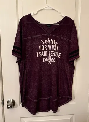 Torrid Purple Sarcastic Coffee T-shirt XXL Size 2 thumbnail 1