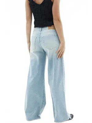 Pacsun Lena Low Rise Super Baggy Jeans Light Indigo Stained NWT Luca Size 25 thumbnail 2