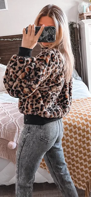 Wild Fable Leopard Print Crewneck Sweater thumbnail 4