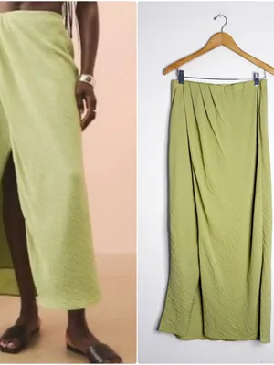 Abercrombie & Fitch Faux Wrap Maxi Skirt Size Small Light Green thumbnail 2
