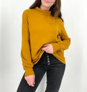 Mustard Slouchy Mockneck Longsleeve Top Size S thumbnail 3