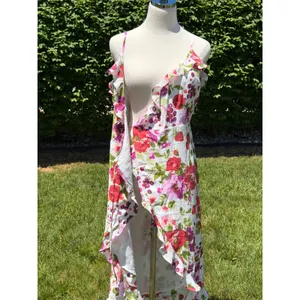 NEW Abercrombie Strawberry Floral‎ Ruffle Wrap Midi Autumn Wedding Guest Dress thumbnail 9