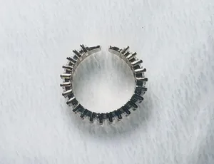 FULL cubic zirconia CZ stone rings eternity band open size ring thumbnail 4