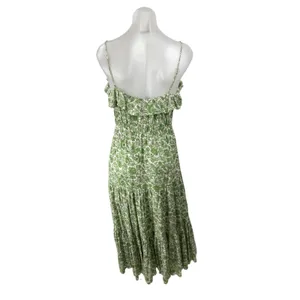 J.Crew Women's Green Floral Ruffle Sleeveless Cami Tank A Line Maxi Dress Size S thumbnail 4
