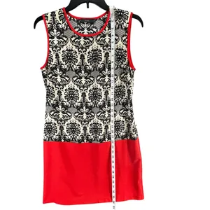 THML Shift Dress S Black Fleur De Lis‎ Red Colorblock Sleeveless Moulin Rouge thumbnail 10