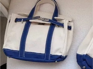 Boatkin Style Mini Canvas Boat Tote Bag Navy Blue with Silver Hardware thumbnail 3