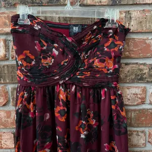 RU Apparel Strapless Dark Floral Maxi Size Small Romantic Dark Whimsy Y2K thumbnail 4