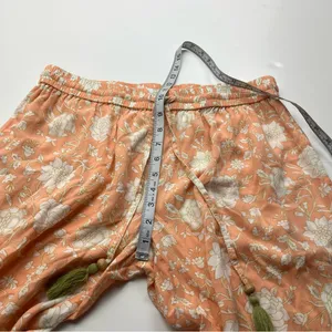 World Market Peach Green Floral Print Pajama Pants Womens Size‎ Small Pull On thumbnail 8