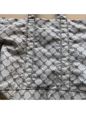 Vintage Ralph Lauren Jacquard Open Tote in Black/Silver Logo Embroidered thumbnail 3