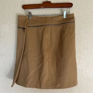 Tory Burch Wool Mini Skirt Tan 2 Womens‎ Zip Detail A-Line Luxury thumbnail 10