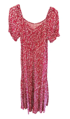 BloomChic Red Floral Puff-Sleeve Maxi Dress. thumbnail 1