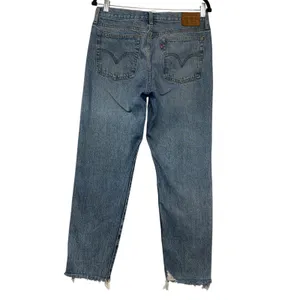 Levis Wedgie Straight Jeans‎ Womens 30 Blue High Rise Button Fly Raw Hem Denim thumbnail 5