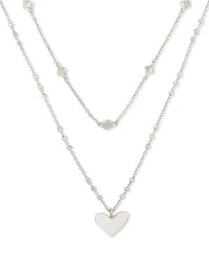 Kendra Scott Silver Double-Layer Heart Necklace thumbnail 2
