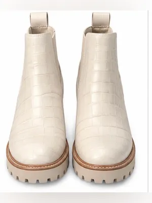 Dolce Vita Huey H2O Ivory Croc-Embossed Chelsea Boots – Size 8.5 thumbnail 4