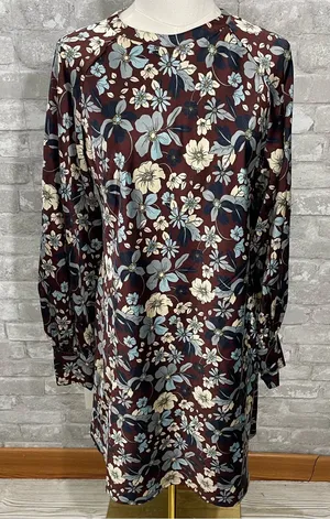 Future Collective Reese Blutstein Floral Satin Mini Dress in Burgundy and Blue thumbnail 1