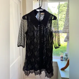 Simply Couture Black Lace Peter Pan Collar Mod Mini Dress Small thumbnail 3