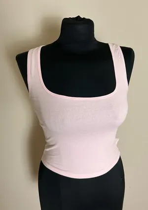 Zara Light Pink Square Neck Tank Top NWT thumbnail 1
