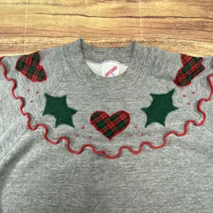 Vtg Jerzees Women’s XL Christmas Raglan Embroidered Sweatshirt Holiday Ugly thumbnail 4