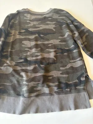 Time And Tru women’s Camo Crewneck Pullover Sweatshirt Ribbed Large thumbnail 5
