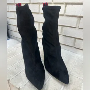 NEW Anne Michelle Pledge Black With Red Stripe Full Zip Stiletto Booties Size 11 thumbnail 2