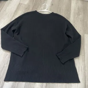 Bloomingdales Cashmere Cardigan crewneck long sleeve womens Black medium classic thumbnail 4