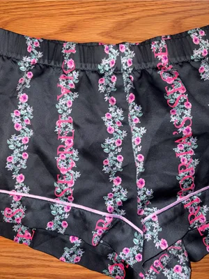 Victoria's Secret Black Shorts with Pink Floral Stripe thumbnail 2
