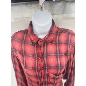 Free People FP One Grunge Mini Dress Long Sleeve Plaid Button Front Size L thumbnail 10