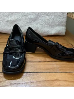ASOS DESIGN Stanford smart mid heeled loafers in black thumbnail 2