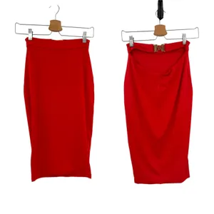 Meshki Cutout Back Gold M Hardware Bodycon Pencil Midi Skirt Red Size XS thumbnail 2