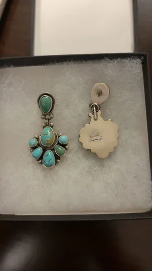 Genuine turquoise earrings Blue thumbnail 2