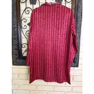 Vintage 90s Victoria Secret Nightshirt Nightgown Button Up Satin Red Gold Sz M thumbnail 6