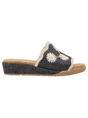 NWT JBU By Jambu Comfort Casual Fashion Slip On Wedge Sandal Black / White 9.5M thumbnail 2